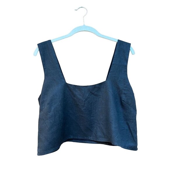 Free the Label Roma Top Linen Black Medium Crop Tank - Picture 2 of 6